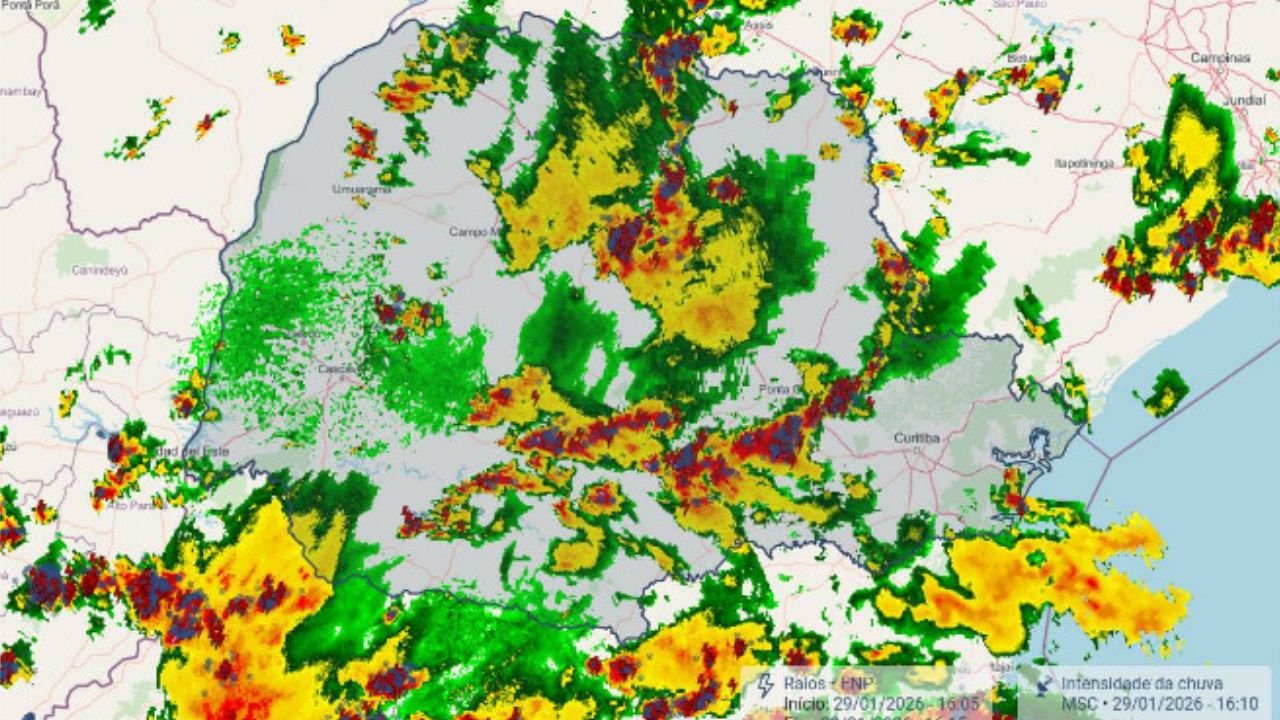 Chuva forte atinge Guarapuava nesta quinta-feira (29) e concentra volume elevado em poucas horas