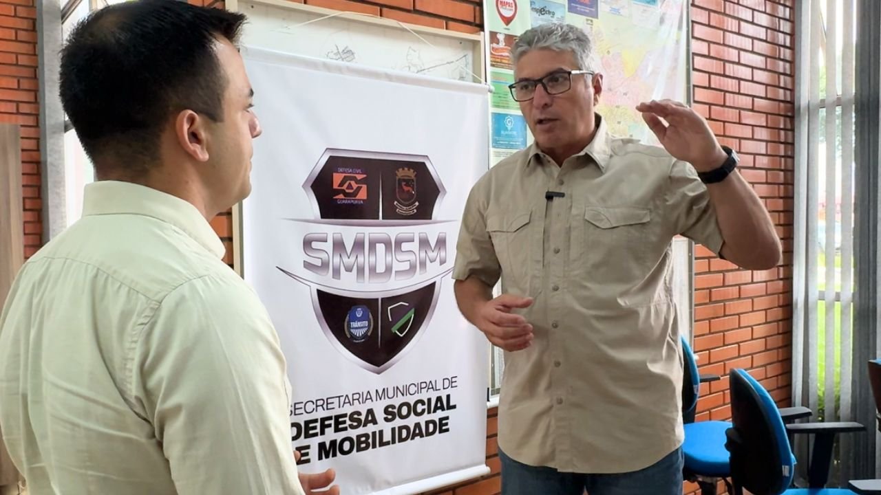 Secretário Péricles de Matos concede entrevista ao repórter William Batista sobre a criação da Guarda Municipal de Guarapuava