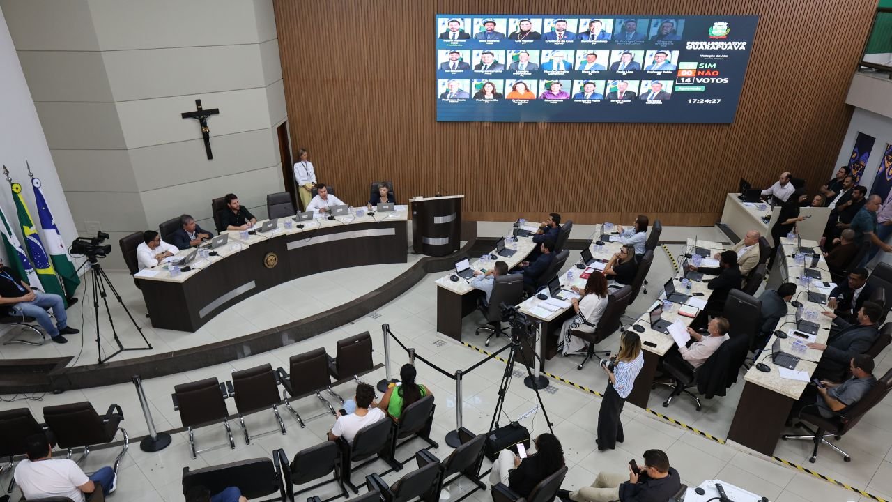 Sessão da Câmara de Guarapuava que adiou a votação do projeto de criação da Guarda Municipal