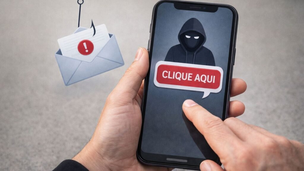 Vítima perdeu acesso ao celular após clicar em link enviado por golpista