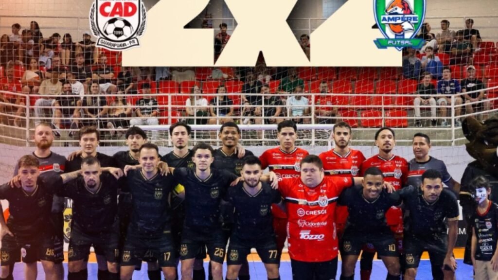 Partida entre CAD Guarapuava e Ampére no ginásio Joaquim Prestes pela Copa União de Futsal