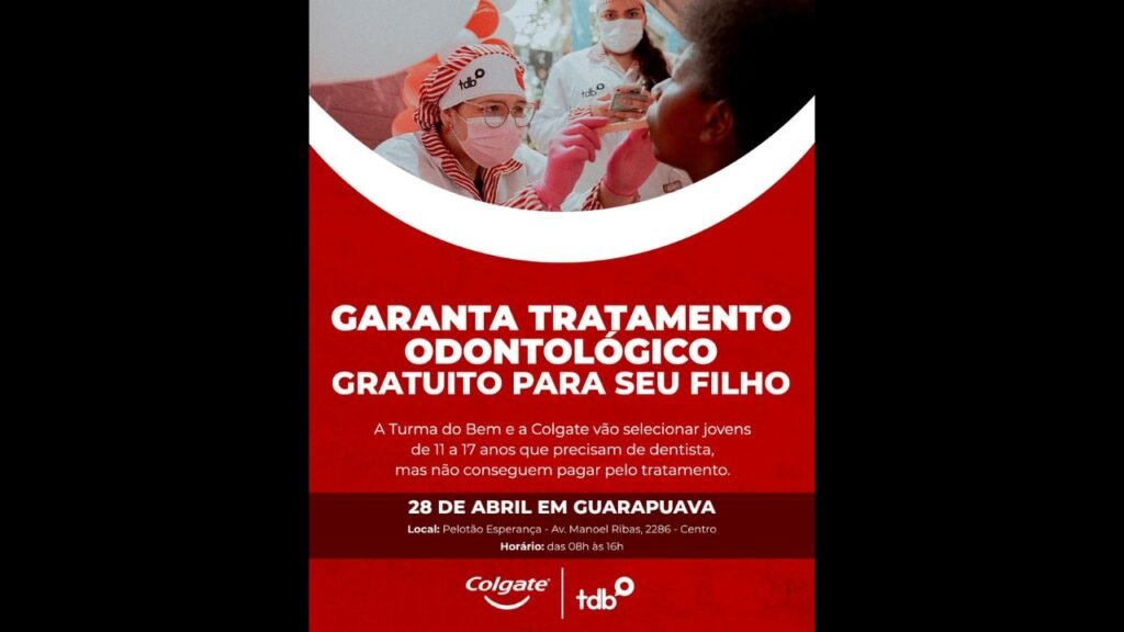 Megatriagem odontológica será realizada no Pelotão Esperança, em Guarapuava, nesta terça-feira (28), com atendimento voltado a jovens de 11 a 17 anos.