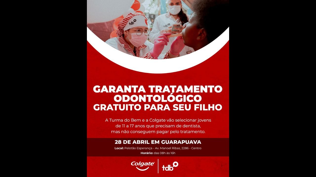 Megatriagem odontológica será realizada no Pelotão Esperança, em Guarapuava, nesta terça-feira (28), com atendimento voltado a jovens de 11 a 17 anos.