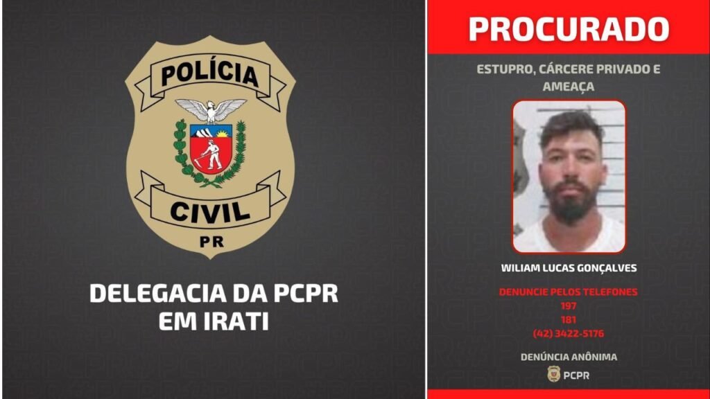 Polícia Civil divulga imagem de homem foragido por crimes em Irati