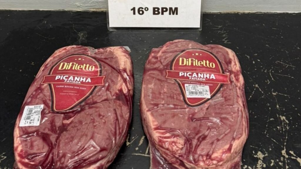 Homem foi preso após tentar furtar duas peças de picanha em supermercado no bairro Morro Alto, em Guarapuava.