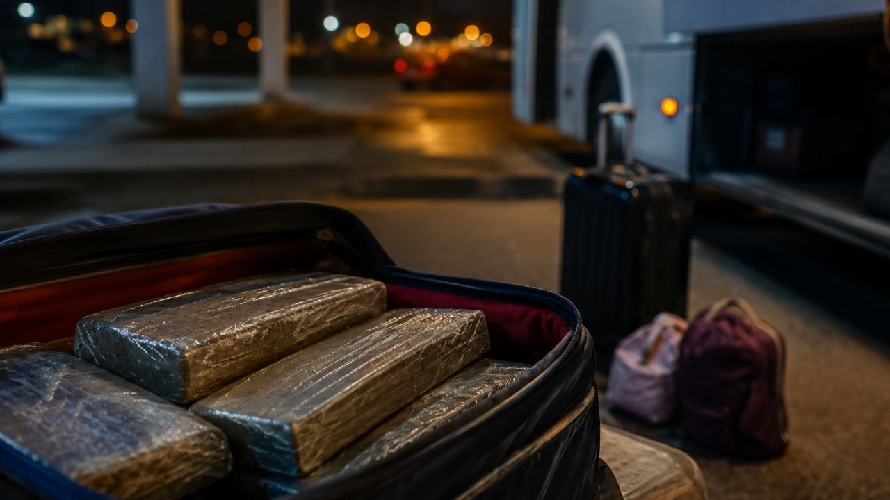 Droga foi encontrada em malas durante fiscalização em ônibus no terminal rodoviário.