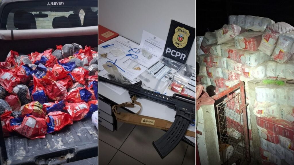 Polícia Civil apreende armas, munições e dinheiro durante operação em Prudentópolis. Fotos: Divulgação/ PCPR