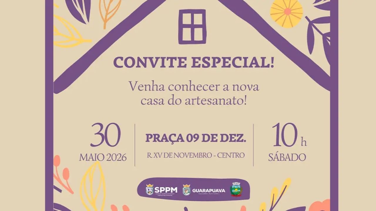 Casa do Artesanato será inaugurada na Praça 9 de Dezembro em Guarapuava. Foto: Prefeitura de Guarapuava