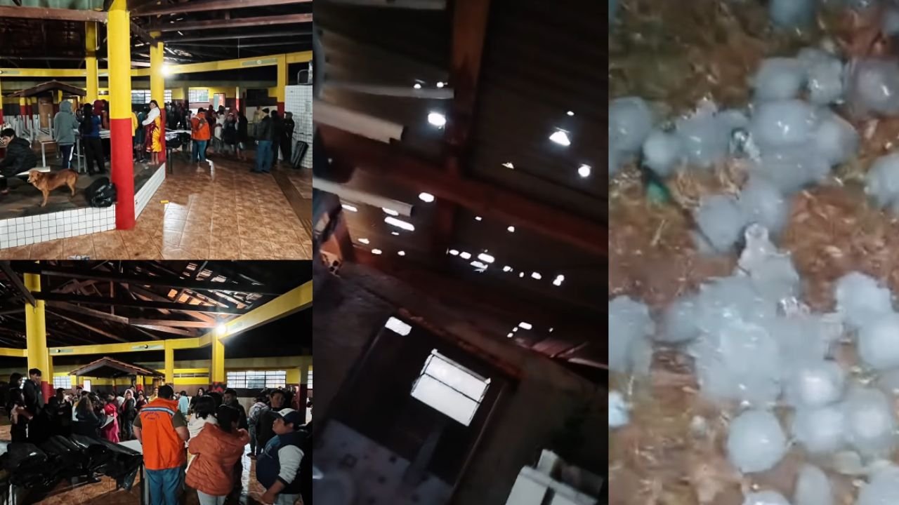 Granizo provoca danos em casas da Reserva Indígena Marrecas, em Turvo