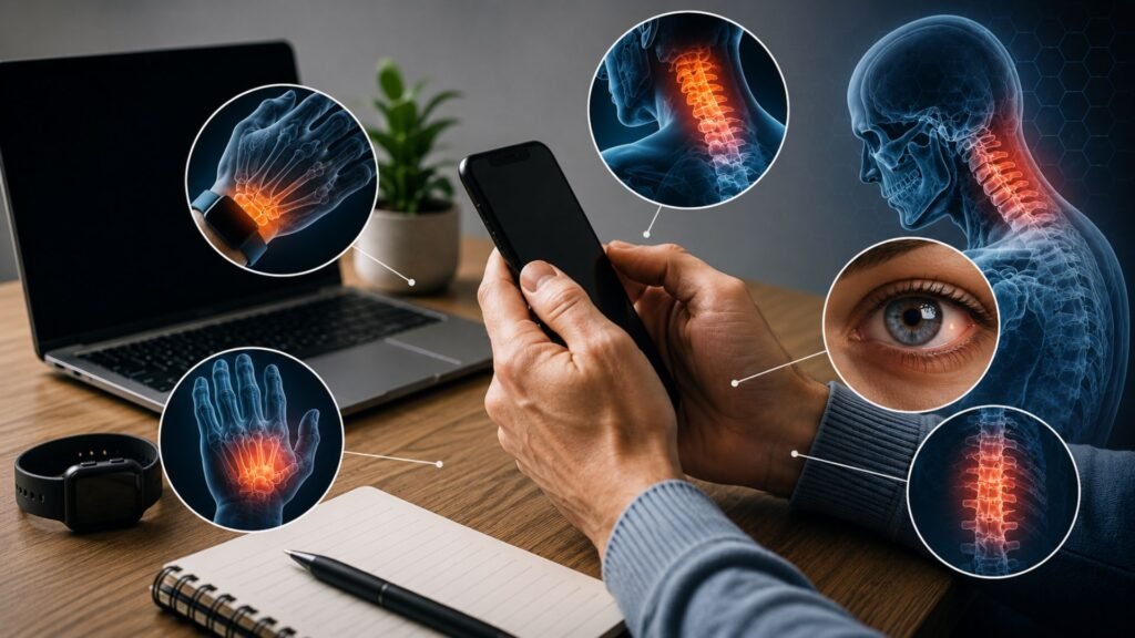Uso excessivo do celular pode provocar alterações na postura e na saúde física. Foto Ilustrativa