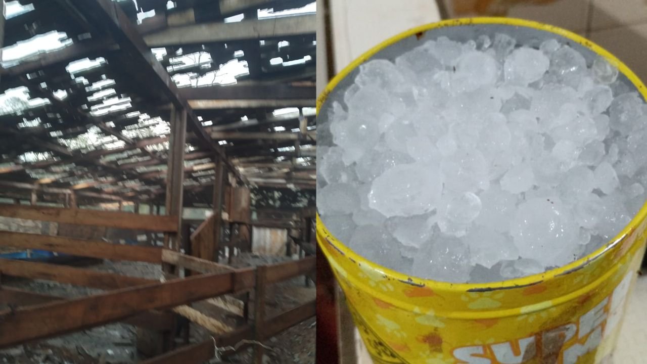 Granizo provoca estragos na região. Fotos: Reprodução/ Redes Sociais