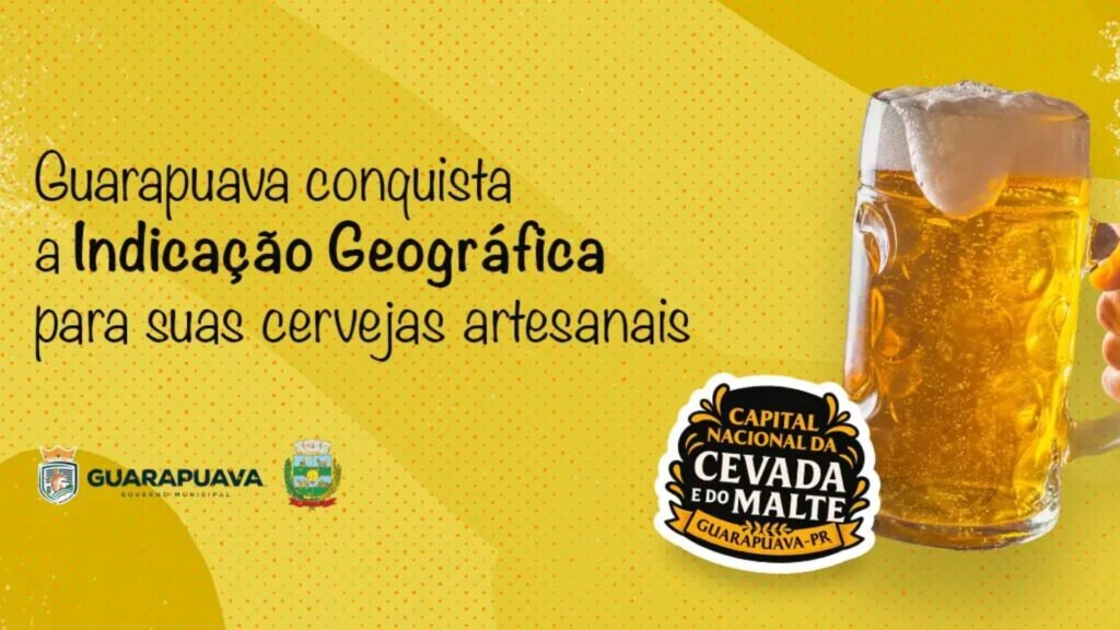 Cervejas artesanais produzidas em Guarapuava, município reconhecido pelo INPI com a primeira Indicação Geográfica do Brasil para o setor.
