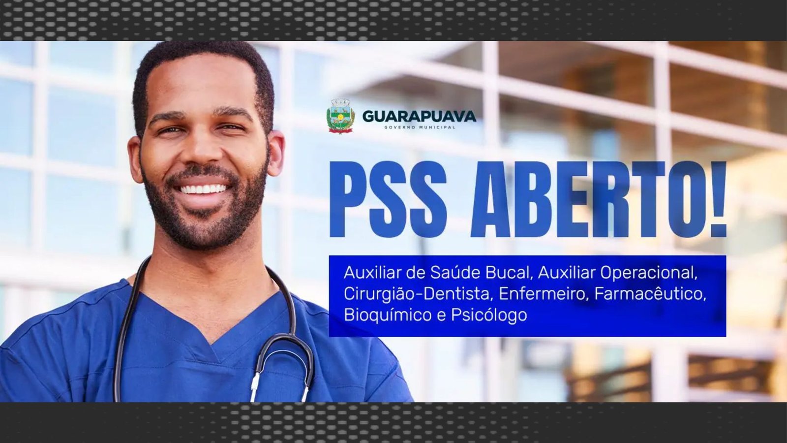 Prefeitura de Guarapuava abriu inscrições para Processo Seletivo Simplificado com vagas em diferentes áreas.