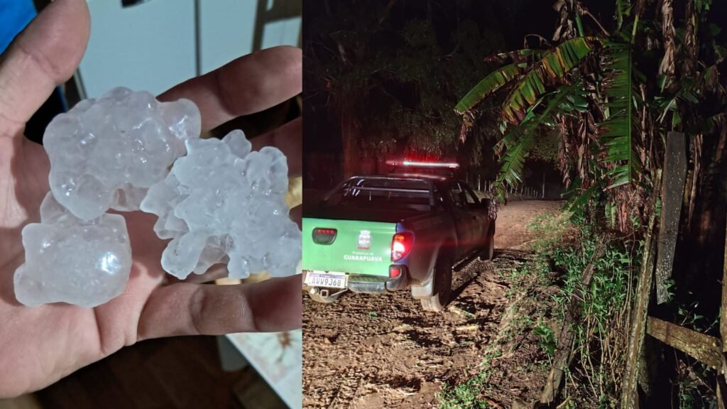Granizo atinge cerca de 30 casas em Guarapuava; famílias recebem telhas. Fotos: Divulgação/ Defesa Civil Municipal