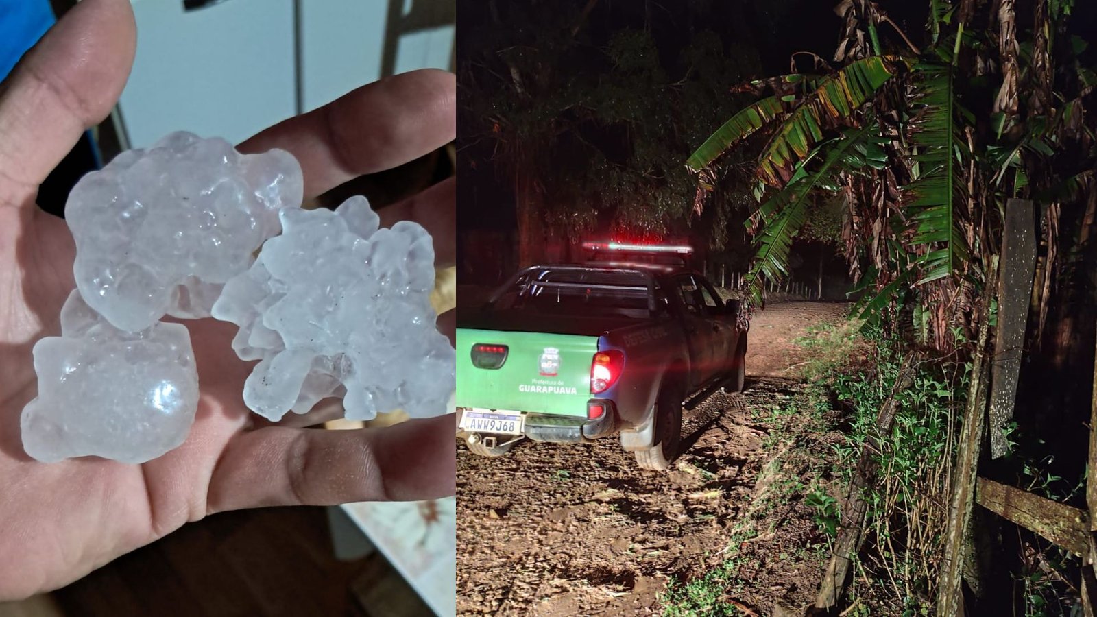 Granizo atinge cerca de 30 casas em Guarapuava; famílias recebem telhas. Fotos: Divulgação/ Defesa Civil Municipal