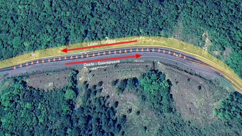 Desvio será implantado no km 312 da BR-277, entre os viadutos São João e Tigrinho, para permitir o avanço das obras na Serra da Esperança. Foto: Divulgação/EPR Iguaçu