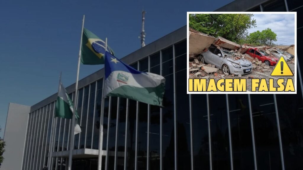 Imagem que circula em grupos de mensagens e foi falsamente associada a um suposto desabamento de muro na UPA Batel, em Guarapuava