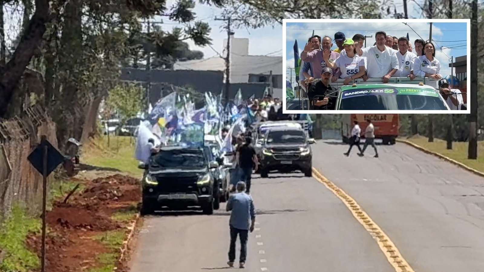 Ratinho Junior participou de uma carreata durante visita a Guarapuava nesta sexta-feira (25). Foto: Cleo Ferreira/ Atento News