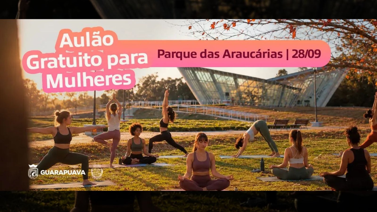 Parque das Araucárias recebe aulão gratuito voltado às mulheres no sábado (3), a partir das 9h. Foto: Divulgação/ Prefeitura de Guarapuava