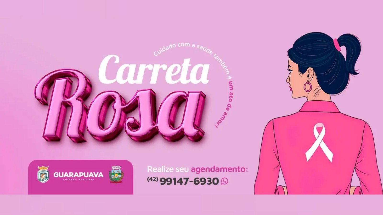 Carreta Rosa realizará exames preventivos do colo do útero de 6 a 17 de outubro em Guarapuava. Imagem: Divulgação/ Prefeitura