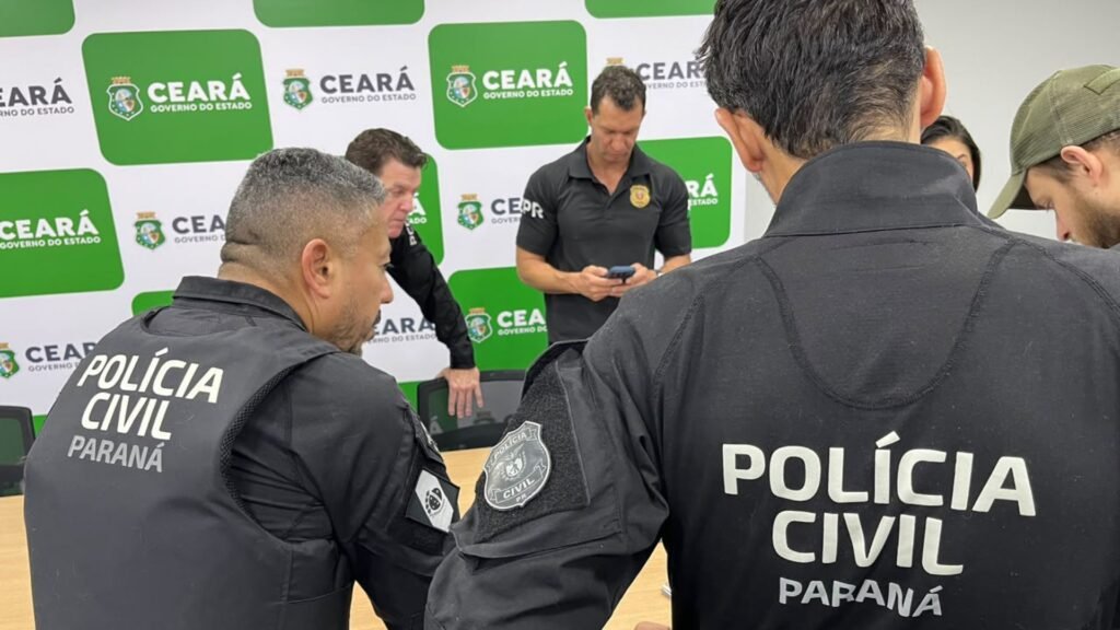 Imagem da operação da Polícia Civil do Paraná contra investigados pelo golpe do falso advogado no Ceará. Foto: Divulgação/ PCPR