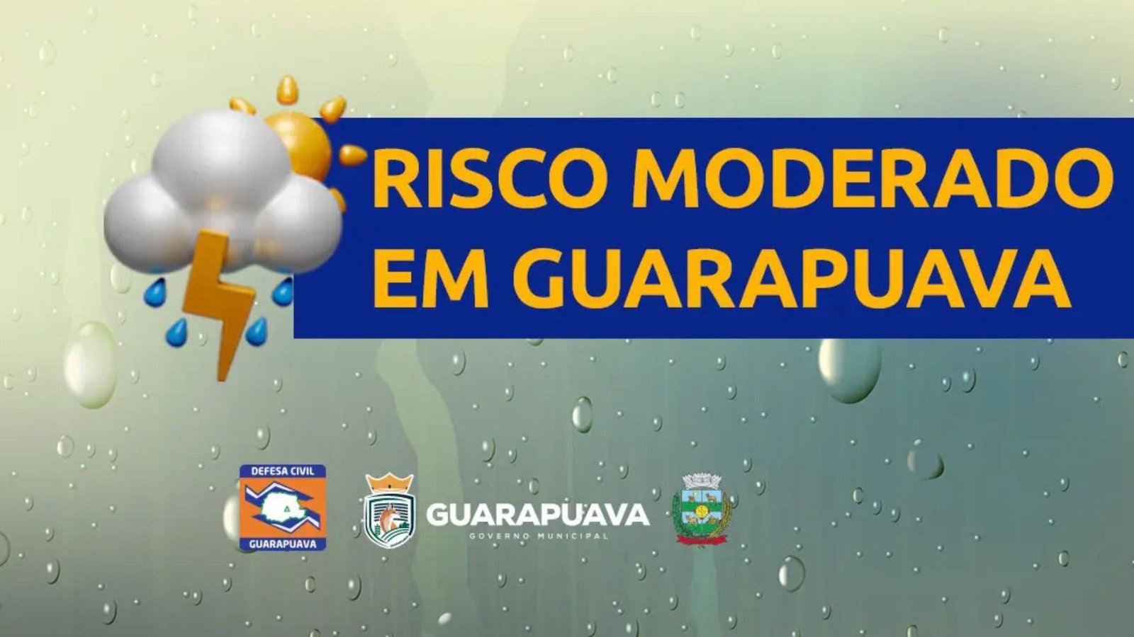 Guarapuava aparece em área de risco moderado para tempestades no Boletim de Gestão de Risco divulgado nesta segunda-feira (5). Imagem: Reprodução/Prefeitura de Guarapuava