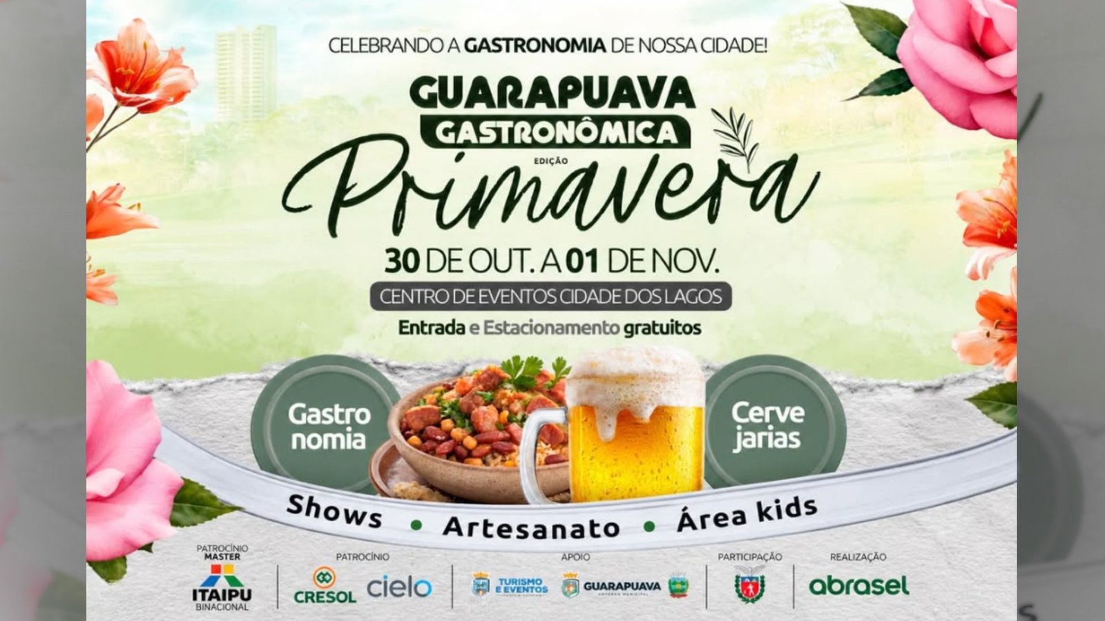 Estandes gastronômicos e palco montados para a edição de primavera do festival, que começa nesta sexta-feira (30).